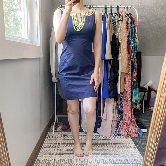 Lilly Pulitzer Blaire Shift Dress Sleeveless True Navy 4 - Picture 5 of 11